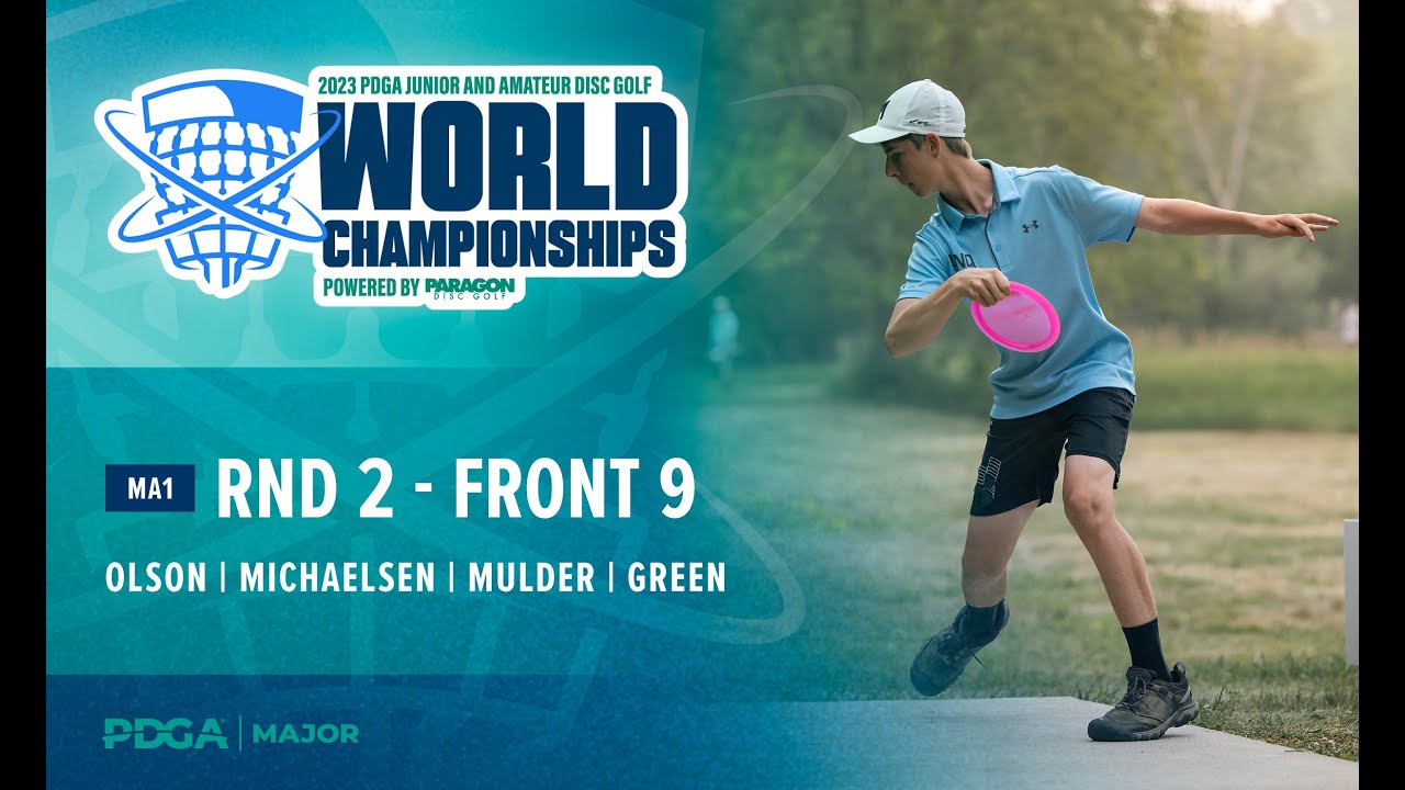 2023 PDGA Amateur and Junior Worlds MA1 R2F9 Feature Card Olson, Michaelsen, Mulder, Green