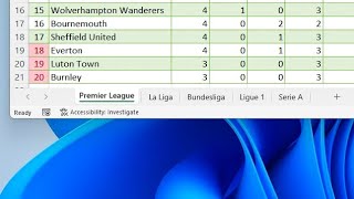 Excel: Uzyskaj ligi piłkarskie na żywo screenshot 1