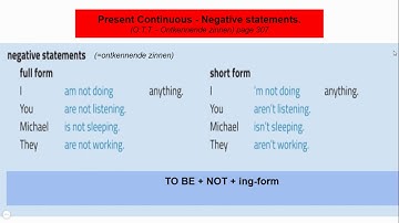 Present Continuous   Affirmative and negative statements