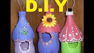 FREE DIY Project: How to make a quick, simple,free and easy bird house out of water bottle ! Building fast back yard bird house / 