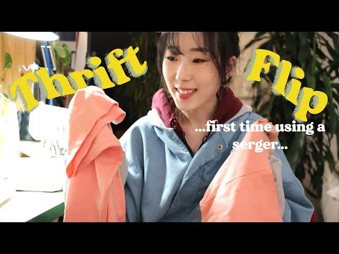 Chaotic Energy Fueled $1 Thrift Flip | First time using a serger
