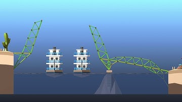Poly Bridge 2 Level 4 - 3 "Sloped Drawbridge" 100%