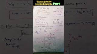 Thermodynamics important formulas part-1 | #ytshorts #gatexl #iit #neet #gatebt #cuetpg #chemistry