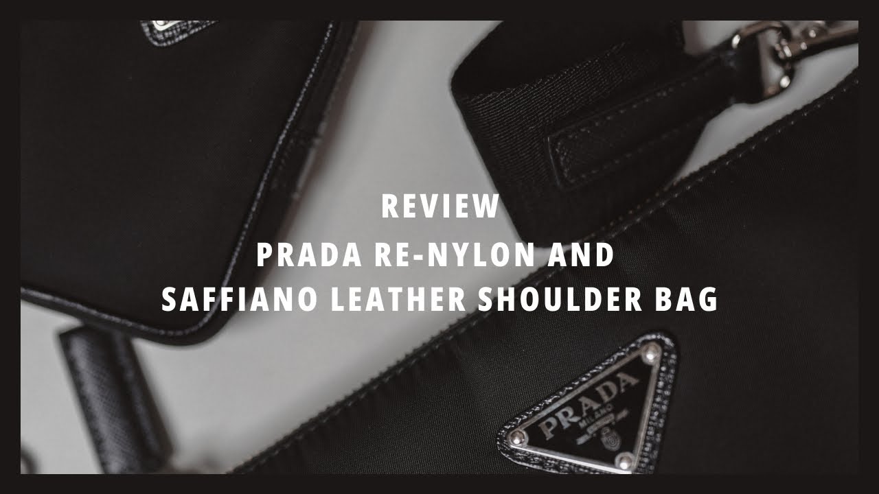 Re-Nylon and Saffiano leather shoulder bag