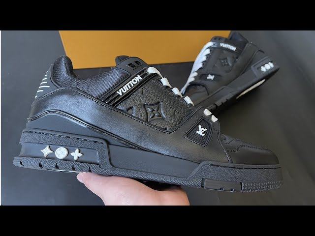 Louis Vuitton Trainer All Black / Embossed REPLICA UNBOXING 4K /  PrimeCatcher Review 