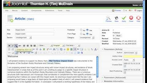 Editing a Web Page in Joomla!