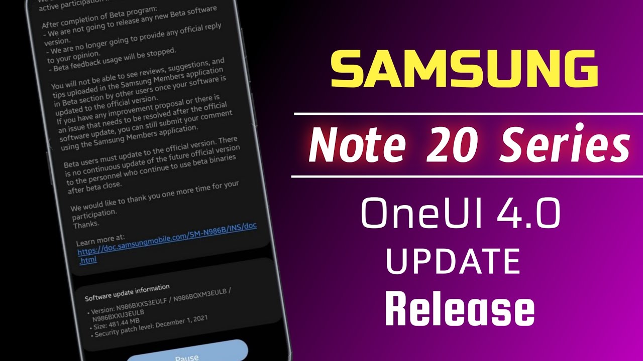 Samsung Galaxy Note 20 Series New Software Stable Update Release in ...