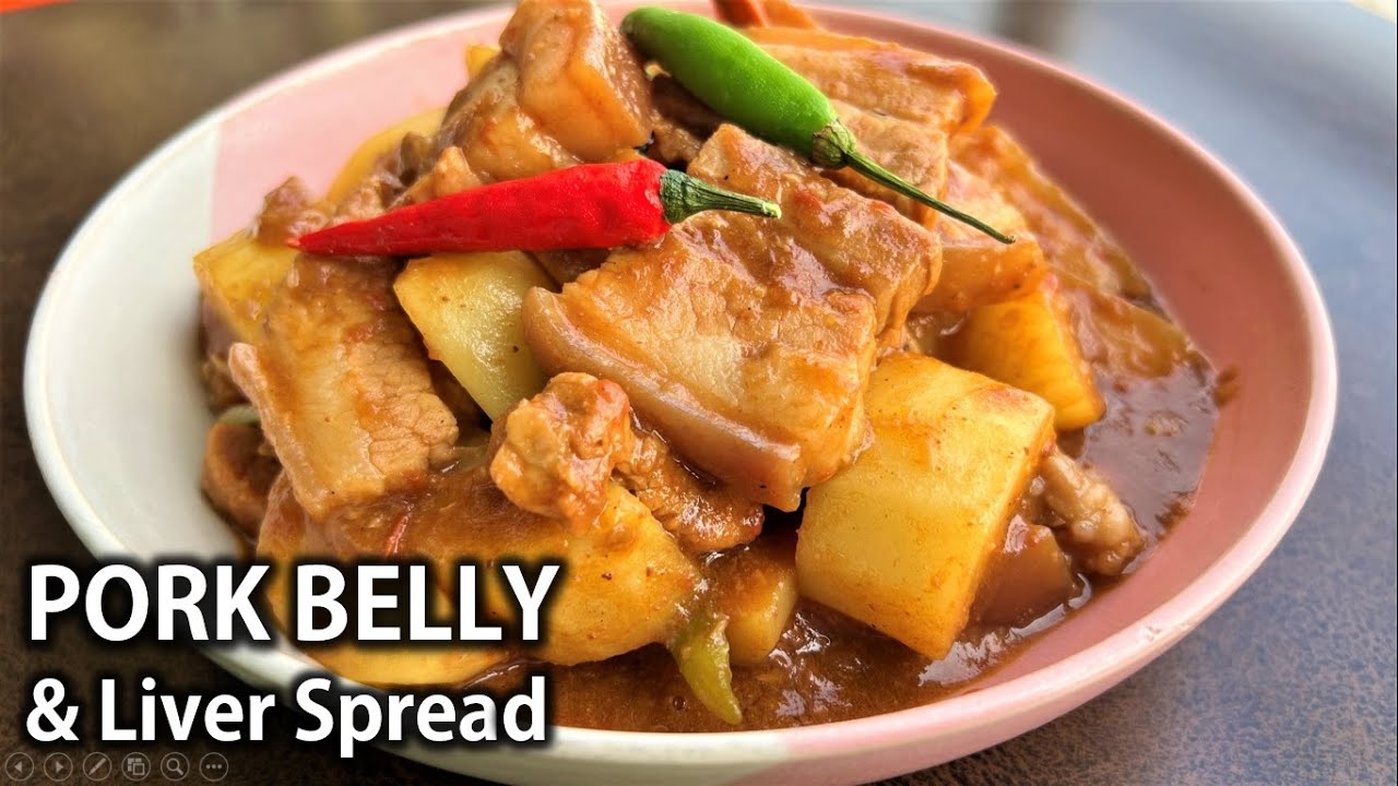 Paano magluto ng napakasarap na SINARSAHANG BABOY na may LIVER SPREAD | Pork belly Ala Caldereta