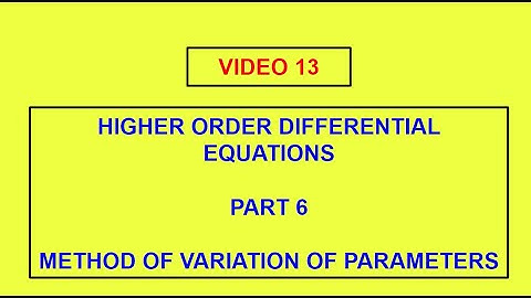 Method of variation of parameters || Higher Order Differential Equations PART 6|| STUDY OP