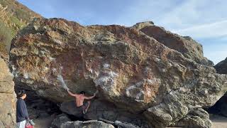 Kiki's Big Adventure (V6) - Bay Area Coastal Bouldering: Mickey's Beach