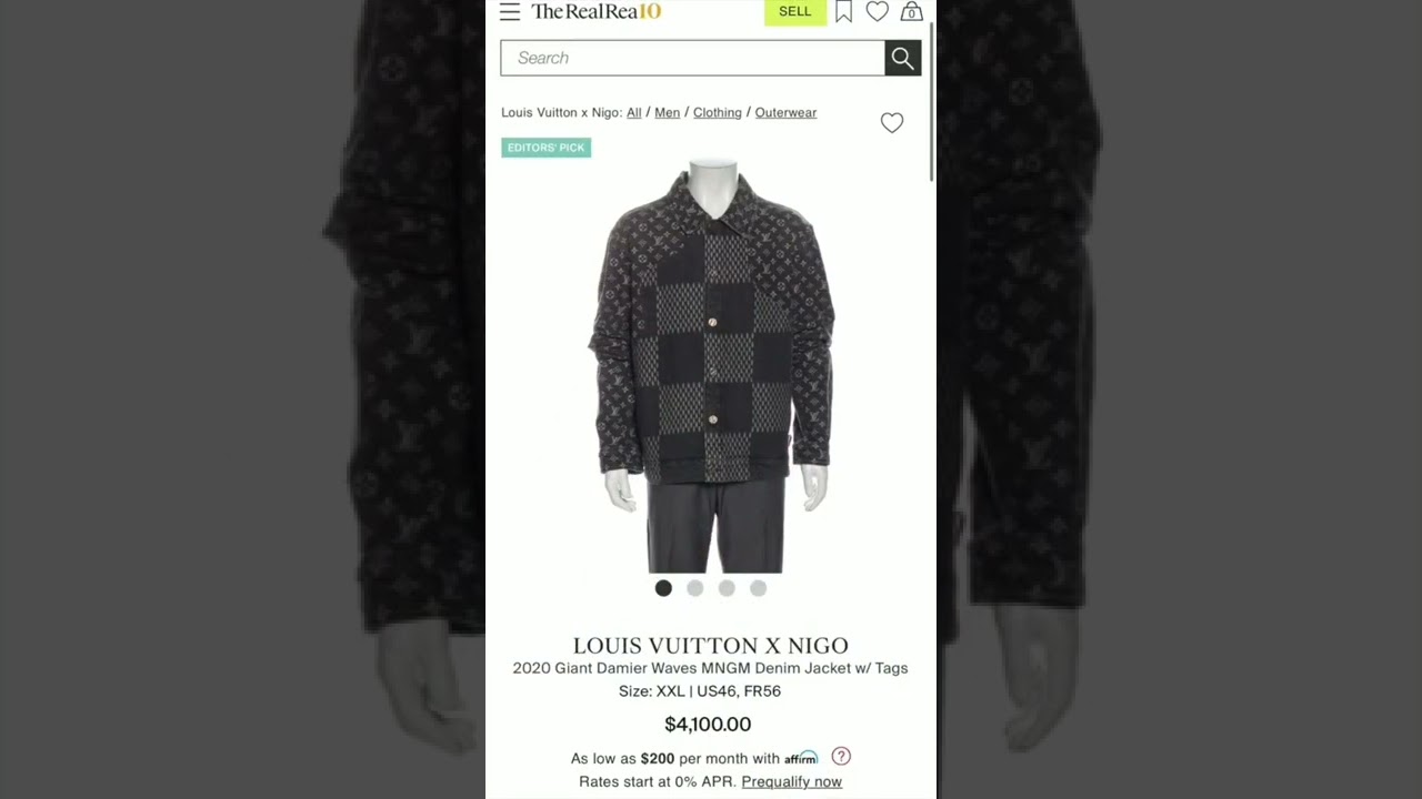Louis Vuitton x Nigo 2020 Giant Damier Waves MNGM Denim Jacket w