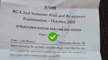 2020 Mdu BCA 2nd Sem Reappear Structure System Analysis & Design Question Paper
