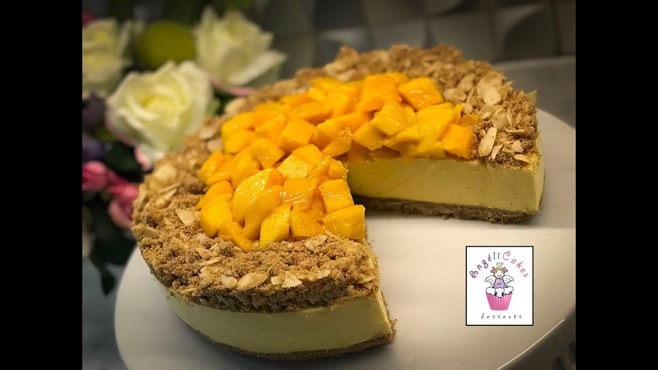 CHEESECAKE DE MANGO sin HORNO FACIL y DELICIOSO / ANGELICAKES DESSERTS