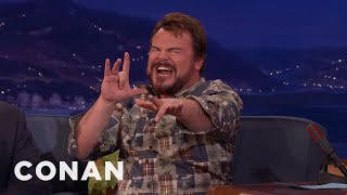 jack black performs a jumanji song he co wrote with nick jonas conan on tbs