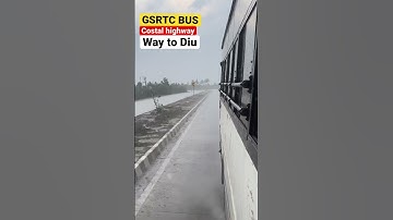 GSRTC Bus in rain | Costal Highway | Diu in GSRTC BUS #gsrtcbus #shorts #viralshorts #bus #rain