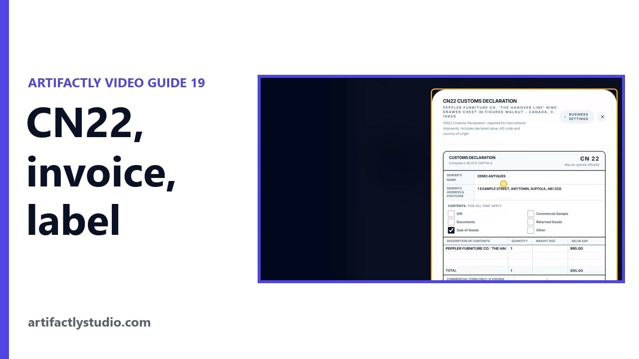 Video guide: CN22 customs form, invoice and address label