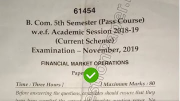 2019 Mdu BCom Pass 5th Sem Financial Marketing Operations Question Paper