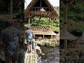 Relaxing at a Bamboo Gazebo by the Stream 🎋 #Shorts