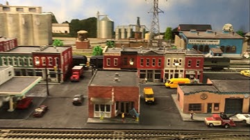 AJS Model Railway N scale layout update #56 - Buildings re-positioned on my Uptown scene.  I like!