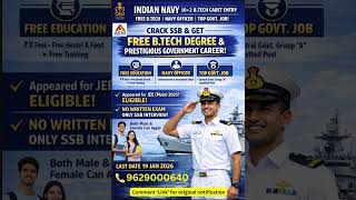IIT கனவு மட்டும் இல்ல. Officer ஆகவும் பண்ணலாம்! | Indian Navy Cadet Entry 2026| Only SSB| FreeB.Tech