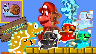 Pixnail: Mario FANTASTIC 4 - Mario All Maze ICE, FIRE, AIR, ROCK | Animation