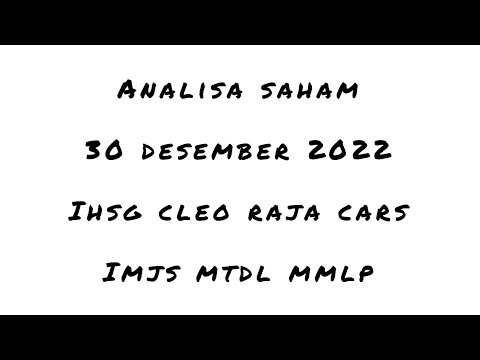 ANALISA SAHAM 30 DESEMBER | IHSG CLEO RAJA CARS IMJS MTDL MMLP | TEKNIKAL ANALISA