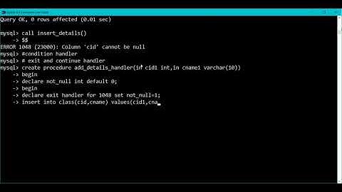 Error handling with exit handler in MySQL
