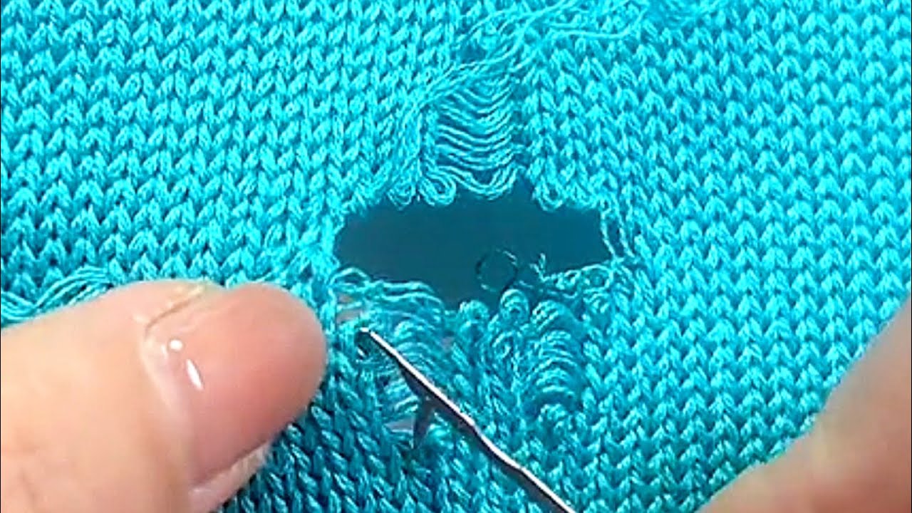 How to Easily Repair a Hole in a Knitted Sweater at Home - YouTube