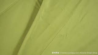 Earthy Green Iromuji for Women - Solid Color Vintage Silk Japanese Kimono - Very Soft Chirimen