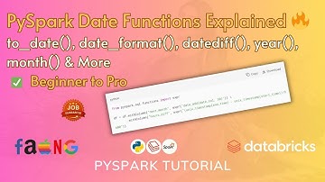 PySpark Date Functions Explained 🔥 | to_date(), date_format(), datediff(), year(), month() & More