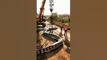 Caught on Camera:  Moving a Giant Snake with a Crane! #shorts #shortvideo #monster #crane #snake