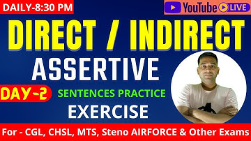 Direct / Indirect Speech Assertive Sentence Exercise | SSC NARRATION [2022] | Ranjan Sir English