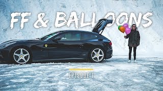 FERRARI FF FLYING WITH 40 BALLOONS