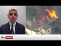 London fires: Mayor Sadiq Khan says 'we simply can't cope'