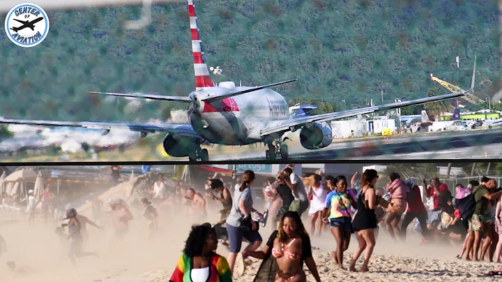 American 737 Jet Blast - St. Maarten Maho Beach