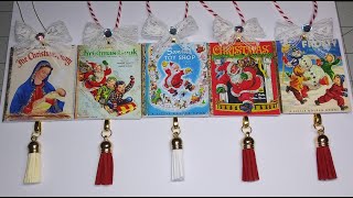 DIY~Make Adorable Vintage &quot;Christmas Book Cover&quot; Ornaments!