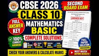 CBSE Class 10 Maths Basic Answer Key 2026 | Second Board Exam Full Solutions