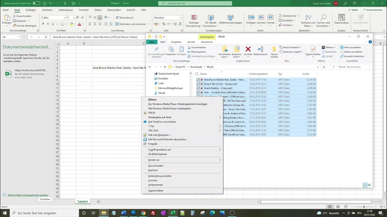 Mehrere Dateinamen in Windows kopieren in eine Excel Tabelle YouTube