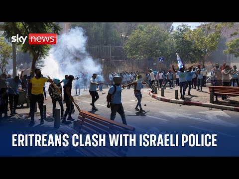 Tel aviv: eritrean asylum seekers clash with israeli police