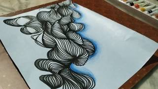 FLOW LINE ART- free hand scribbling |ILLUSION|SATISFYING| easy ABSTRACT painting| DOODLING|beginner