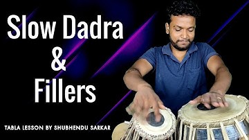 Slow Dadra Pattern & Filler.How To Play Filler On Dadra Taal Tabla Lesson By Shubhendu Sarkar no.210