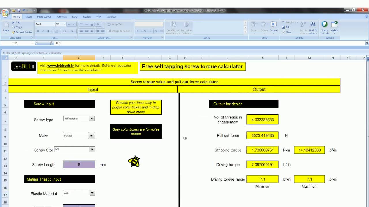 Free Screw torque calculator Jobbeeit YouTube