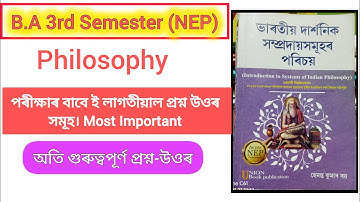 philosophy For B.A 3rd Semester// New Nep For Major and Minor course for Important Questions Answer.