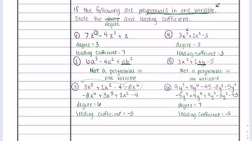 Polynomials in one Variable AND Evaluating polynomial functions