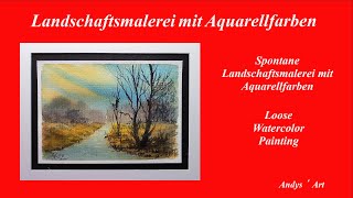 Watercolor painting tutorial , Loose Watercolor painting , Landschaftsmalerei mit Aquarellfarben
