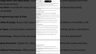 Important questions of Visual basic VB PGDCA DCA #BCA IT computer science #PGDCA #DCA