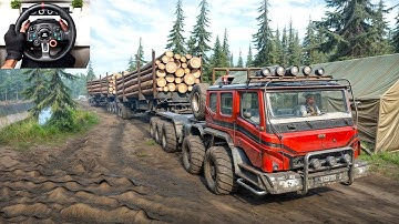 Extreme Off-Road Logs Transport Challenge With Azov 73210 | SnowRunner + Logitech G29 Gameplay