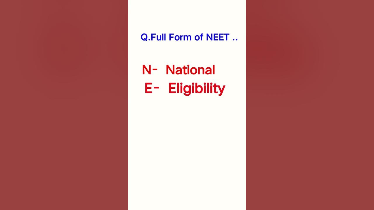 fulll form of NEETscience steam general knowledgestort video YouTube