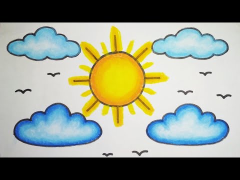 Tutorial Menggambar dan Mewarnai Matahari & Awan ( SUN & CLOUD )