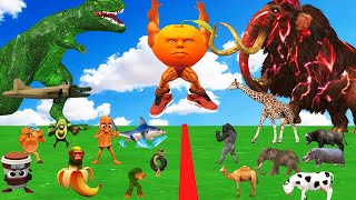 Giant Mammoth Cow vs Italian Brainrot vs Giant Dinosaur fight TRALALERO TRALALA Chimpanzini Bananini